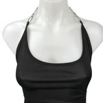 I am gia I.AM.GIA Halley Black Halter Tie Scoop Neck Chain Mini Bodycon Dress Size M Photo 4