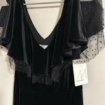 NWT Mikael Aghal $395 Velvet ruffle trim dress black funeral formal event Size 6 Photo 4