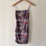 Pretty Little Thing  Lilac Cherry Blossom Asian Mesh Ruched Bodycon Dress Photo 4