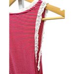 Daily Practice Day Trip Ruffled Mini Dress Striped Ruched Tank Lace Trim Large Red Photo 8