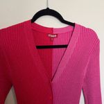 STAUD Shoko Two Tone Split Cardigan Dress Size Large Color Pink Red Photo 3