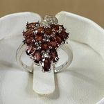 Garnet Grape Cluster Ring Silver Cocktail Ring Genuine Women's 3.71CTW Sz 8 New Red Photo 5