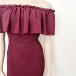 Baltic Born [] Maroon Amalfi Smocked Off The Shoulder Ruffle Maxi Dress Sz Medium Photo 9