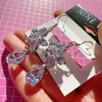 Nine West  crystal flowers diamonds drops sliver tone Earrings 925 sterling silve Photo 2