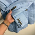 Ann Taylor NWOT The Oversized Peak Lapel Blazer Linen Twill Ojai Sky Blue 14 Photo 5