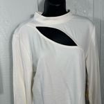Halogen  Off White Cutout Mock Neck Knit  Long Sleeve Top Size Large NWOT Photo 6