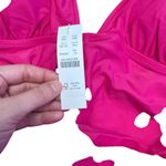 J.Crew  Fuchsia Pink Ruched V Neck Plunge One Piece Swimsuit SZ 12 Beach Vacation Photo 7