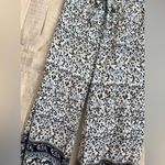 Indero Women's Large Chic Trendy Floral Wide Leg Lounge Pants Boho White Photo 3
