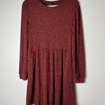 Ofeefan Women’s Cozy Red Knit Long Sleeve Winter Dress size Large Photo 0