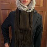 Echo Brown Ribbed Knit Fringe Scarf Photo 9