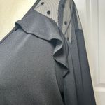 Adrianna Papell Black Ruffle Detail Top XL Heart Mesh Yoke Top Blouse Photo 1