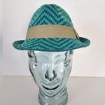 BCBGeneration  Aqua Blue Mint Green Seafoam Trilby Chevron Bow Angora Fedora Hat Photo 0