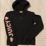 Juicy Couture  women small black hoodie jacket pink logo on sleeve zip down Photo 0