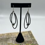 Double Leather Corded Dangling Earrings w/ Silver Photo 1