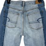 American Eagle  SZ 6 Vintage Hi-Rise Cropped Jeans Button-Fly Two-Tone Chewed Hem Photo 4