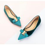 C.Paravano Peacock Sue Pointed Toe Flats Blue Size 11.5 Photo 0