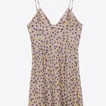 ZARA NWT  Yellow Floral Draped Satin Effect Mini‎ Dress Photo 1