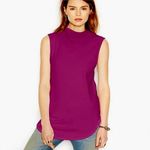 Free People HP🥳🥳 Mock Neck Sleeveless Top w/ Raw Hem Plum Purple NWT Photo 1