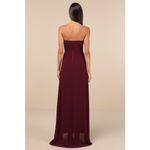 Lulus NWT  Splendid Aura Plum Purple Chiffon Pleated Strapless Maxi Dress Size S Photo 5