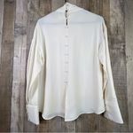 ZARA Scarf Collar Long Sleeve Blouse in a Cream Color The Cuffs have 3 Button Photo 8