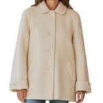 Vintage Mohair Wool DA RUE Cream Coat Peter Pan Collar Button Up Front Size 8 Photo 0