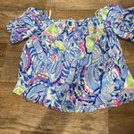 Lilly Pulitzer sain blue peri pinch pinch off the shoulder top small Photo 9