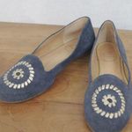 Jack Rogers  Rebecca Blue Suede Gold Embellished Flats Size 7M Photo 0