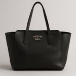 Gucci  Swing Leather Tote Bag Black Pebbled Calfskin Authentic Photo 0