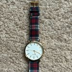Accutime women’s‎ vintage plaid flannel gold tone red/green adjustable watch Photo 2