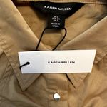 Karen Millen  Cotton Sateen Woven Mini Shirt Dress Belted Button Front Camel 2 Photo 3