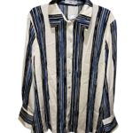 Mango  Ivanka Block Stripe Satin Shirt Size 12 NWT Photo 0