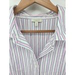 Talbots  Womens 3X Pink Blue Stripe Button Down Shirt 100% Cotton Long Sleeve Photo 2