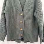American Eagle Outfitters Oversized Button Waffle Knit Cardigan Dark Green M Photo 2