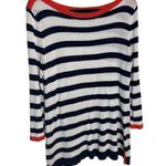 Jones New York Signature Open Knit Cover-up XL Sweater Blue White Stripe Orange Photo 0