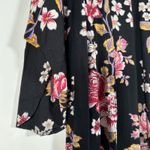 Angie Floral Kimono Duster Women's Small Black Floral Lace Trim Long Open Boho Photo 5