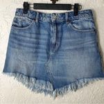 We The Free  | Bailey Mini Raw Hem Mountain Blue Denim Skirt Size 28 Photo 1