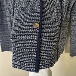 Ming Wang  Heritage Fit Cardigan Size PL Navy Blue & White Sweater Coastal NWT Photo 8