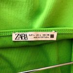 ZARA  Womens Halter Crop Top Ribbed Knit Lime Green L Photo 2