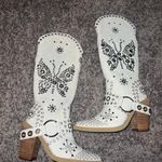 Current Mood  White Studded Heeled Boots Photo 0