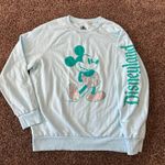 Disneyland  Parks Sz Large Mickey Mouse Sweatshirt Aqua Silver Crewneck Photo 1