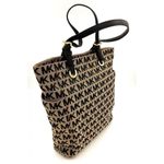 Michael Kors Jet Set Large Tote Bag Tan/Black Monogram Jacquard Leather Photo 2
