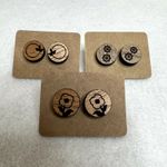3 Pack Wooden Engraved Stud Earrings Brown Photo 0