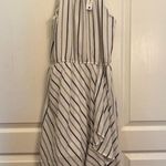 AQUA BLOOMINGDALE’S L White Gray Striped Sleeveless Party Dress Photo 0