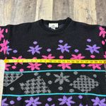 Bay Point Threads Black and Neon Purple Blue Pink 80s 90s Sweater Vintage Large Photo 4