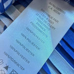 Leo & Ugo Royal Blue Bold Print Midi Dress Sleeveless Stretch Pleated Size Small Photo 9