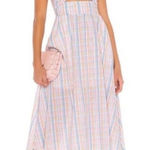 Majorelle ‘Florian’ midi dress in pink plaid w/ halter tie neck & bandeau top. S Photo 0