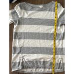 Gap Striped Boatneck Tee Small Gray White Cotton Long Sleeve Top Casual Photo 4