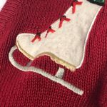 Vintage Ice Skating Christmas Sweater Small Y2K Holiday Cardigan Basic Editions Red Photo 7