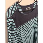 Eddie Bauer Y2K  Striped Teal Thermal Long Sleeve Shirt Medium Outdoors Snaps M Photo 2