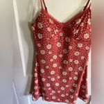 No Bo Peach Color Daisy Print Mesh Mini Spaghetti Strap Dress Size LG Photo 4